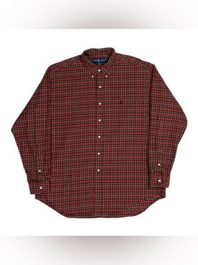 Vtg Ralph Lauren Blake Cotton Red Plaid Button Down Flannel Shirt Men’s Large